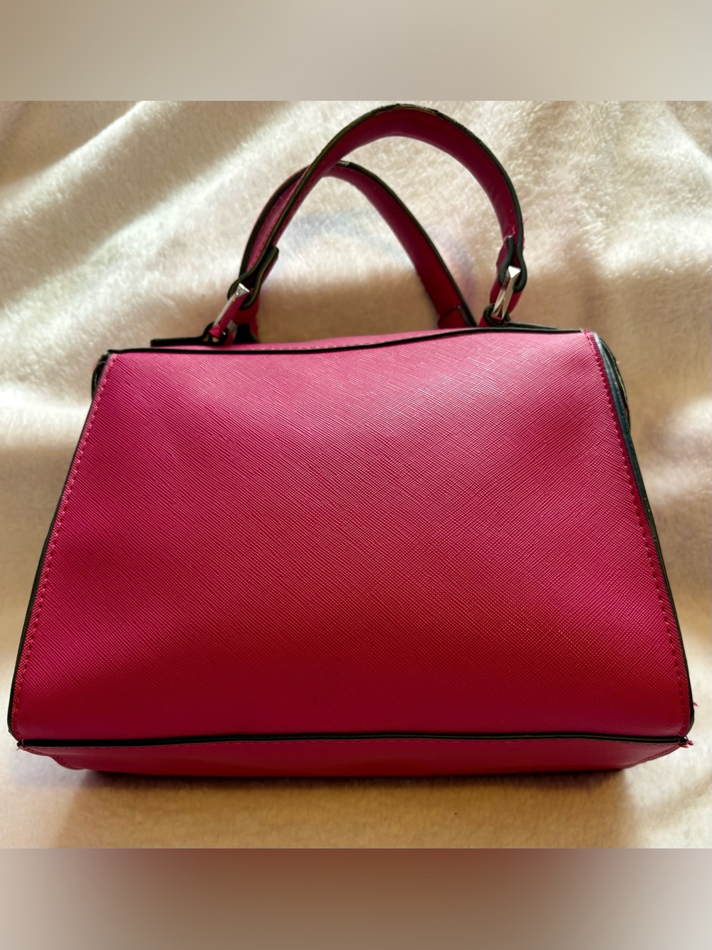 Steve Madden Hot Pink Structured Satchel with Top Handle - Picture 2 of 6